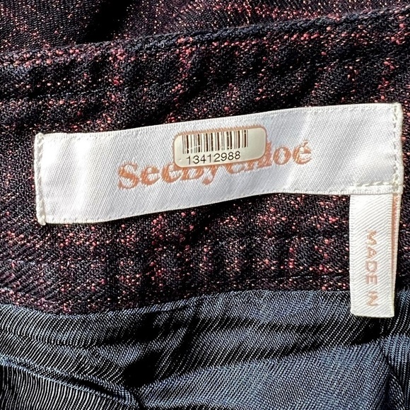 See by Chloe Ink Navy Plaid Pencil Straight Skirt Italian 38 | US Size 2 - Picture 8 of 10